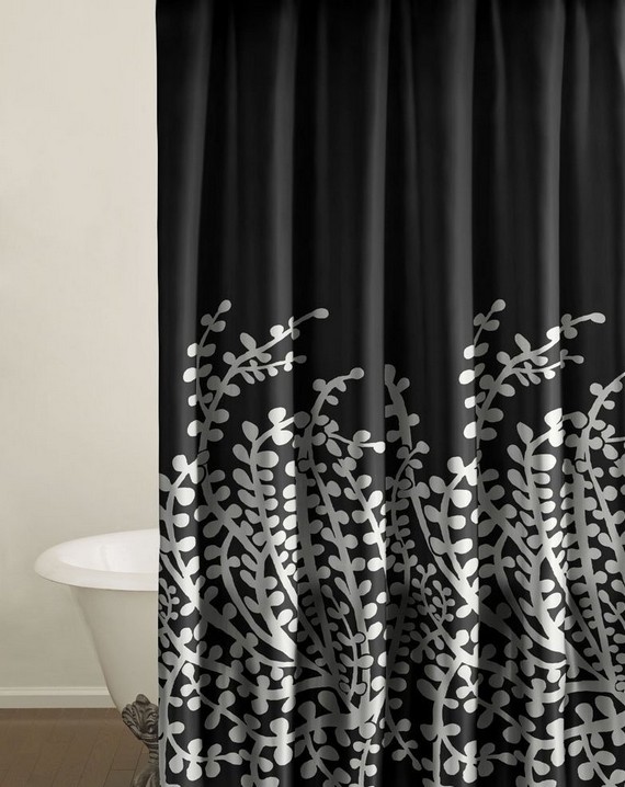 Черно-белые шторки для ванной