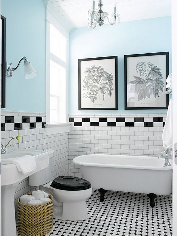 Черно белая ванная комната фото