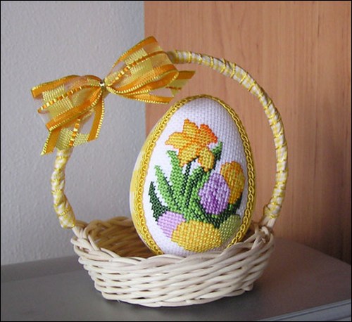 Пасхальное яйцо в корзинке - декоративное украшение к Пасхе 2012