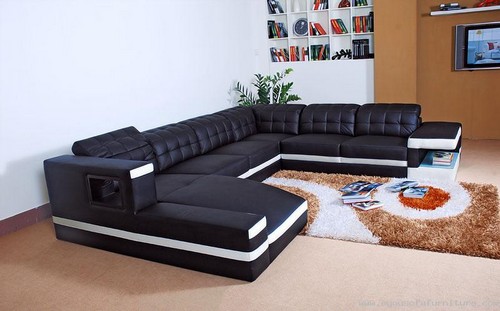 большой кожаный угловой диван