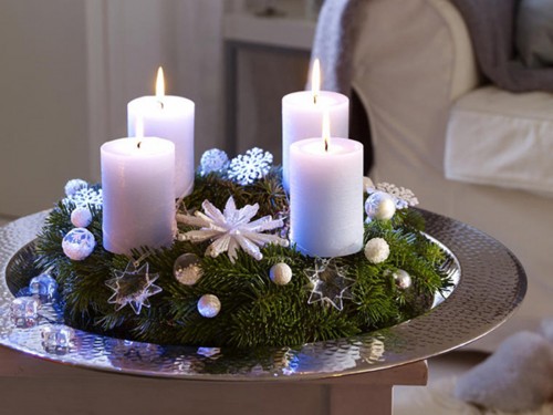 Новогодний декор со свечами фото