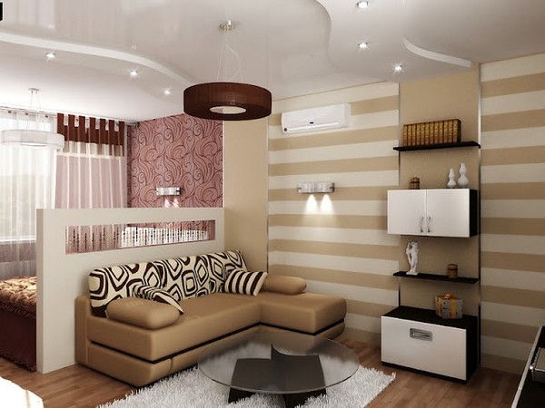 дизайн гостиной совмещенной со спальней