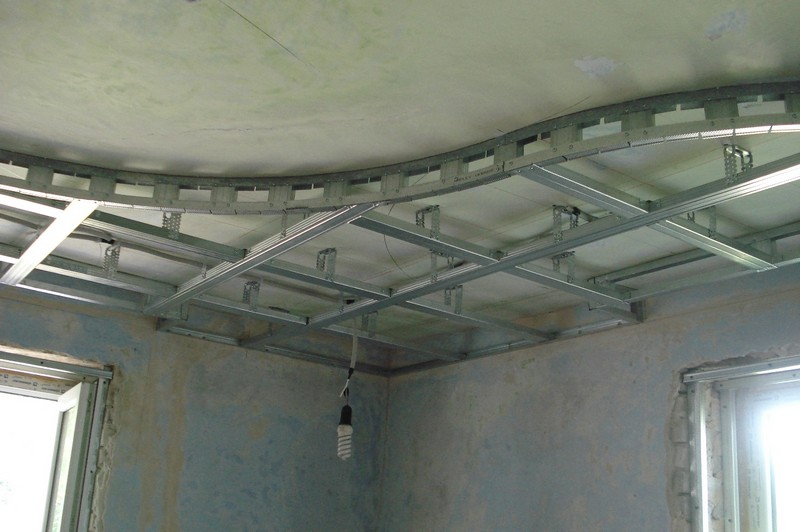 монтаж многоуровневого потолка из гипсокартона своими руками фото