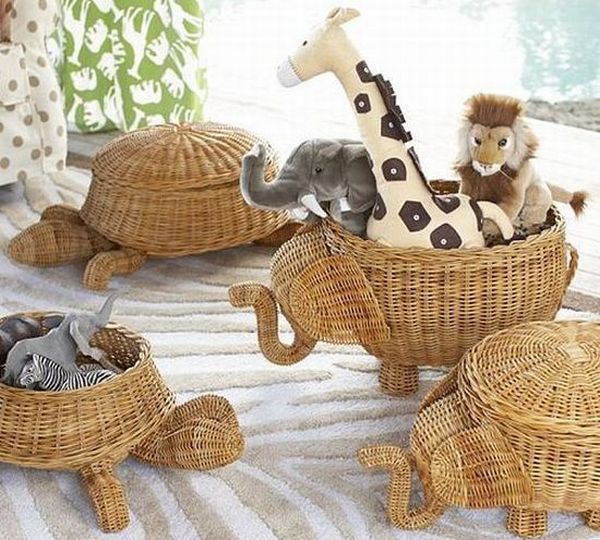 Детские плетеные корзины для игрушек